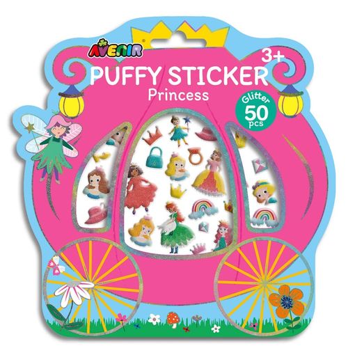 גליון 50 מדבקות תפוחות ונוצצות - נסיכות