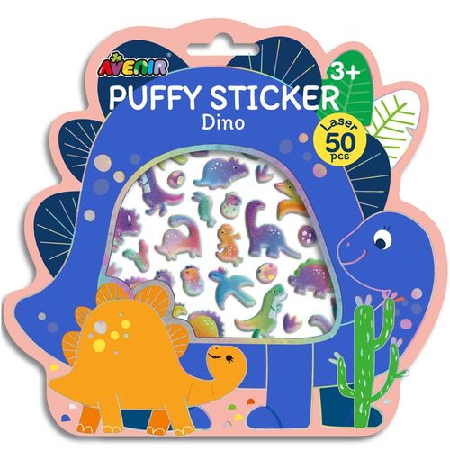 גליון 50 מדבקות תפוחות ונוצצות - דינוזאורים