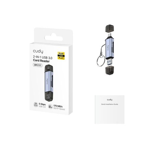  מתאם CUDY 2-IN-1 Dual USB 3.0 SD/TF Card Reader UH200 