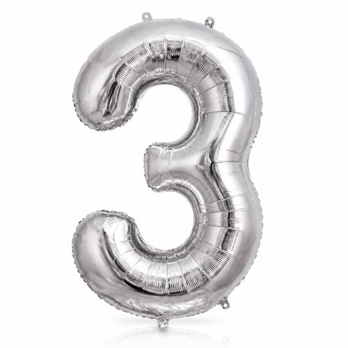 בלון מיילר צבע כסף כ-86 סנטימטר - ספרה 3