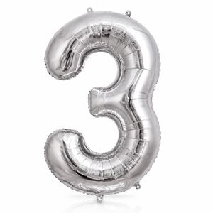 בלון מיילר צבע כסף כ-86 סנטימטר - ספרה 3