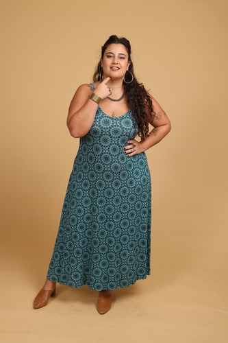 שמלת קיץ - כתפיות באורך 7/8 plus size