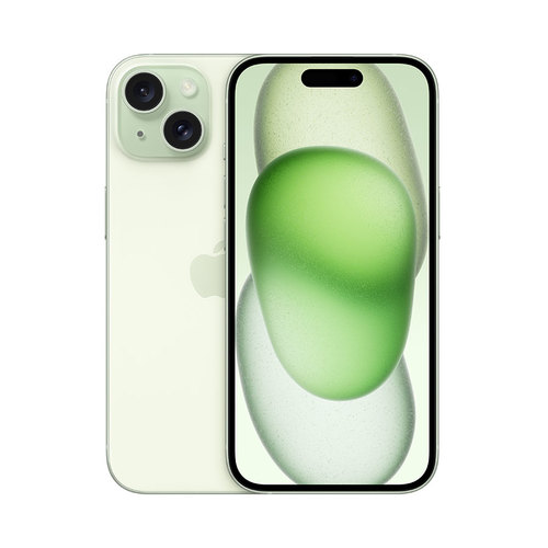 Apple iPhone 15 128GB צבע ירוק – מבט קדמי ואחורי