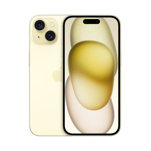 Apple iPhone 15 128GB צבע צהוב – מבט קדמי ואחורי