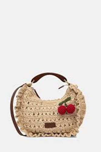 Crochet raffia Croissant bag with cherries PAGLIA