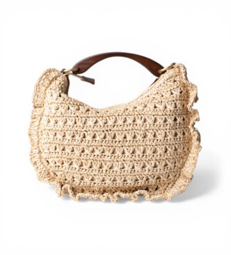 Crochet raffia Croissant bag with cherries PAGLIA
