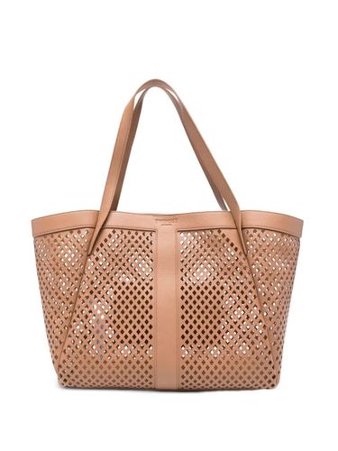 Mesh leather shopper bag