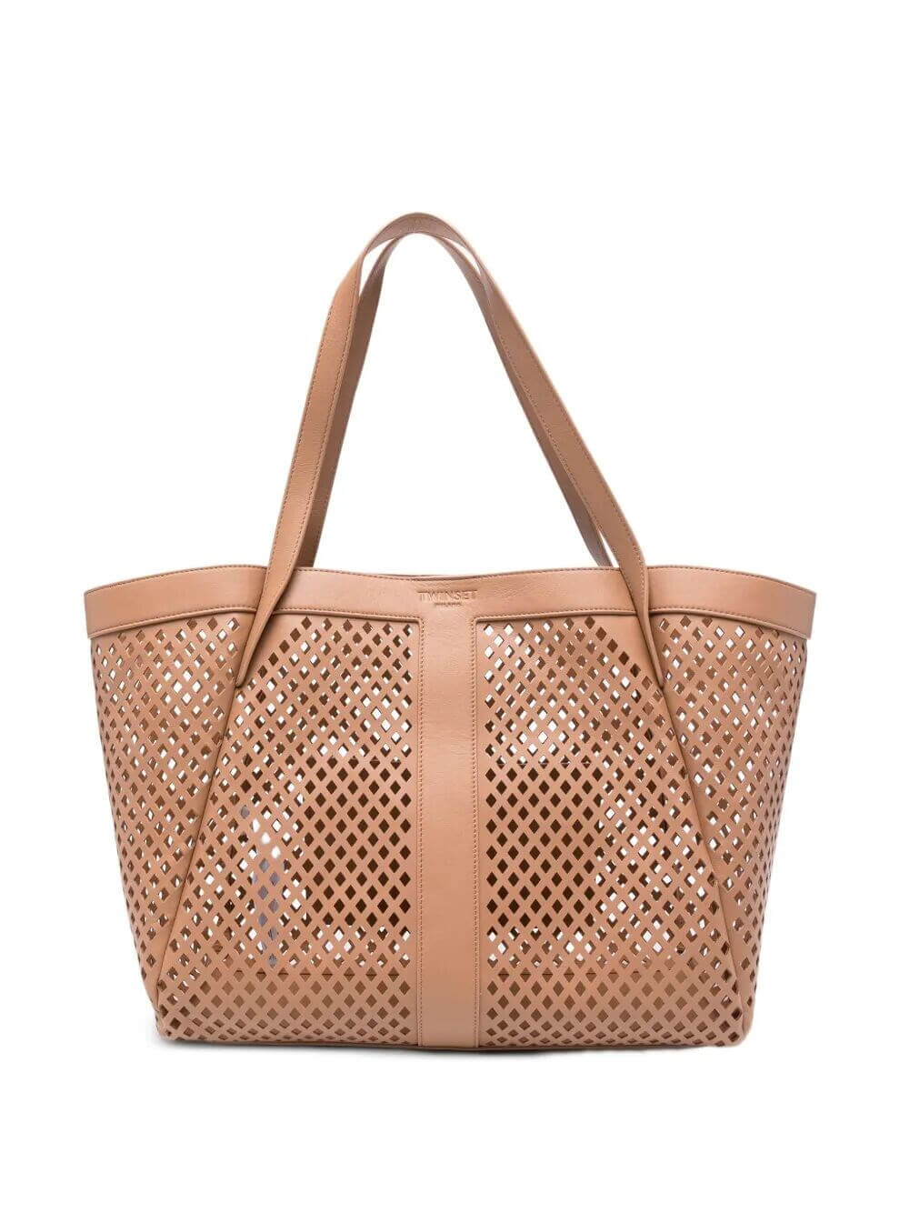 Mesh leather shopper bag