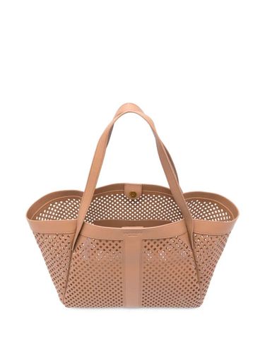 Mesh leather shopper bag