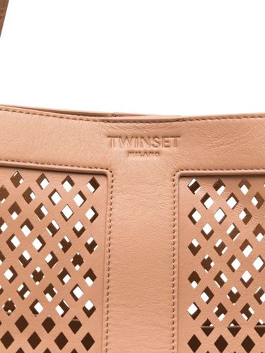 Mesh leather shopper bag