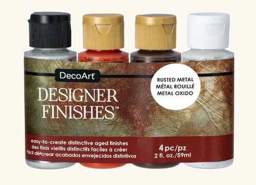 סט 4 צבעי אקריליק ליצרת אפקט ברזל חשיל/חלודה DESIGNERS FINISHES  - דגם rusted metal