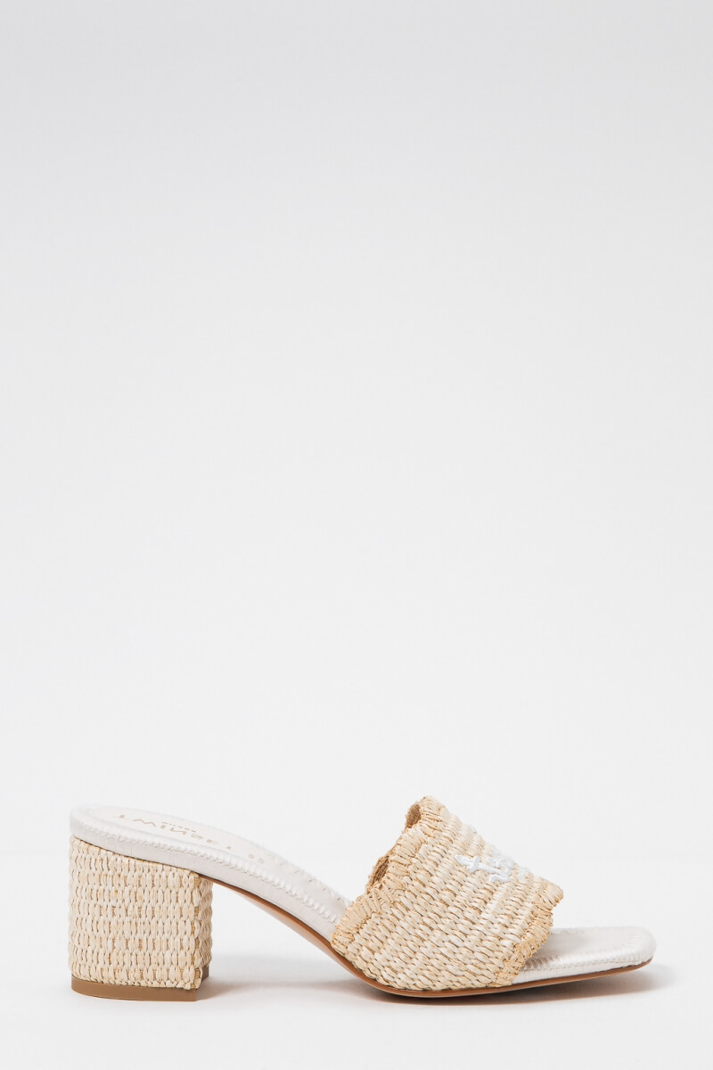 Twinset Raffia Mules with Embroidered Logo