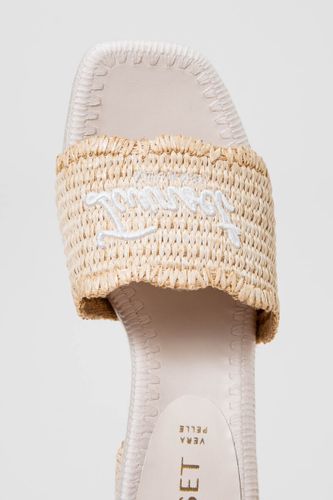 Twinset Raffia Mules with Embroidered Logo