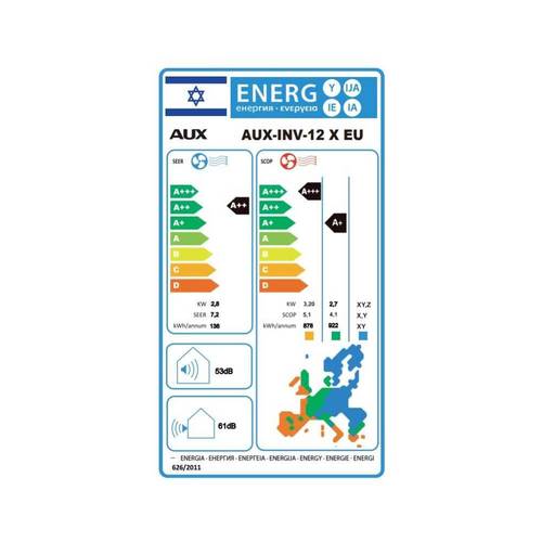 מזגן עילי AUX-INV-12 X EU 9550BTU