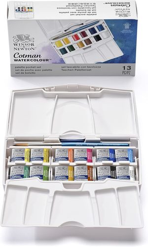 סט 12 צבעי מים + מכחול Cotman Pallette pocket set
