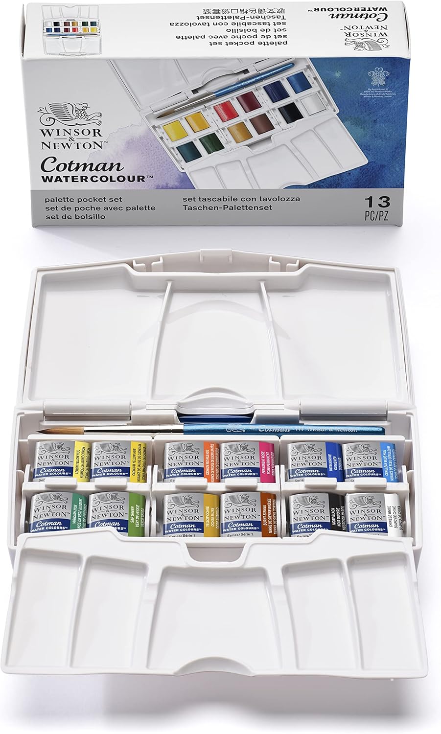 סט 12 צבעי מים + מכחול Cotman Pallette pocket set