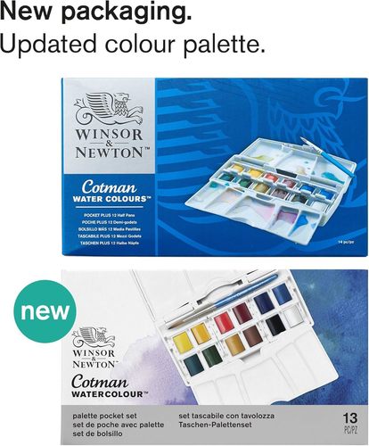 סט 12 צבעי מים + מכחול Cotman Pallette pocket set