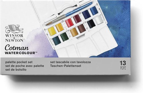 סט 12 צבעי מים + מכחול Cotman Pallette pocket set