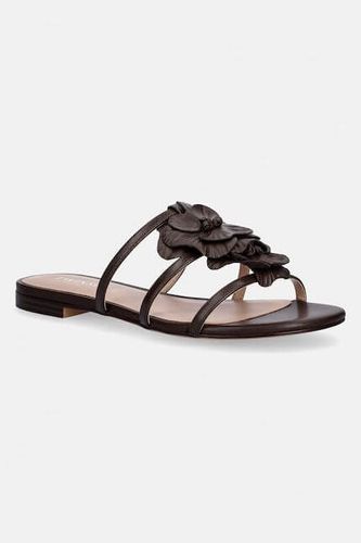 Flat leather sandals with flower