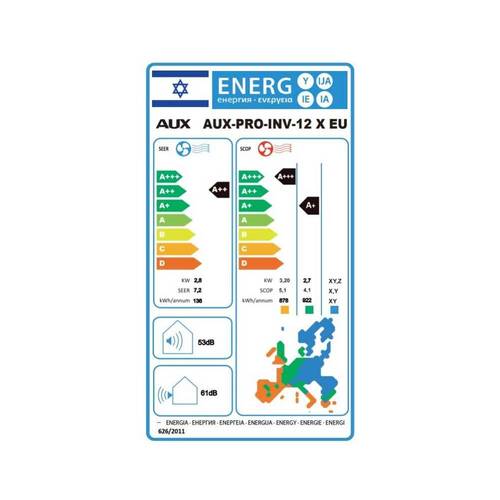 מזגן עילי AUX PRO-INV-12 X EU 9550BTU 