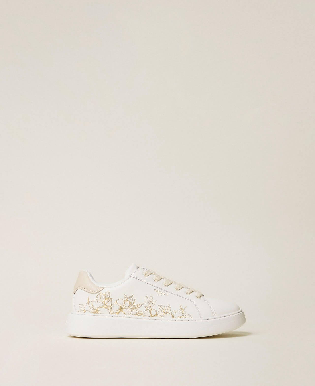 Leather trainers with floral embroidery