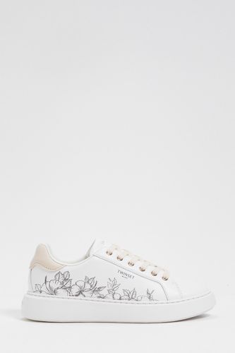 Leather trainers with floral embroidery FIORTE PLATIN