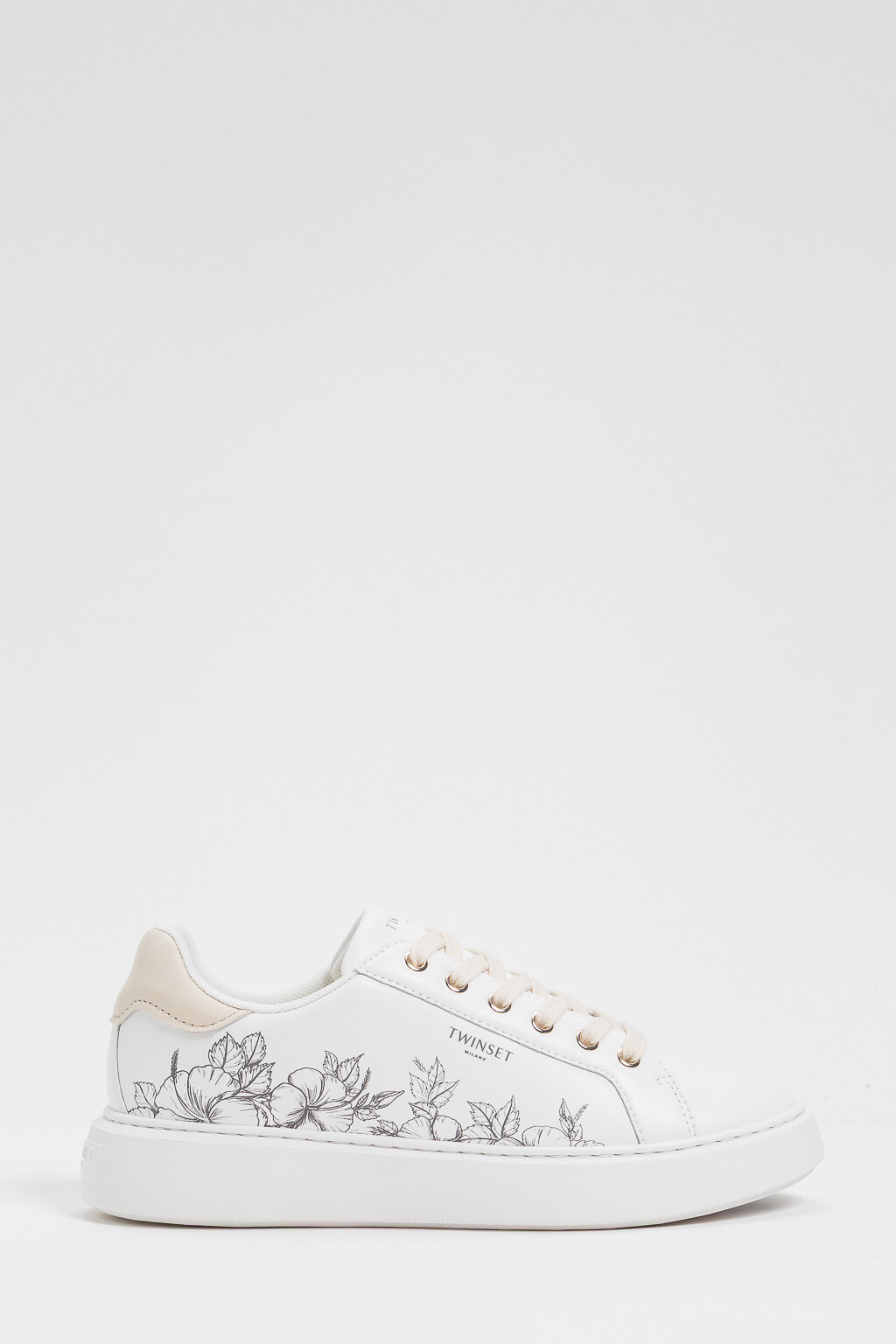 Leather trainers with floral embroidery FIORTE PLATIN