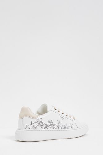Leather trainers with floral embroidery FIORTE PLATIN