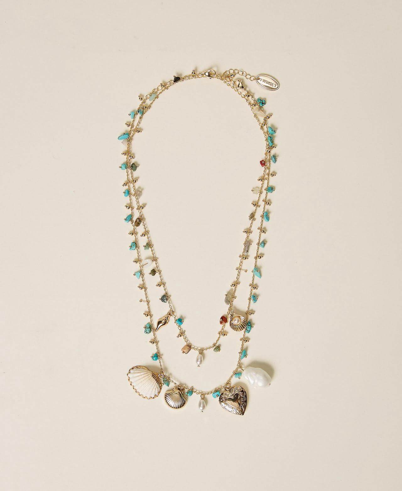 Set of necklaces with stones and charms