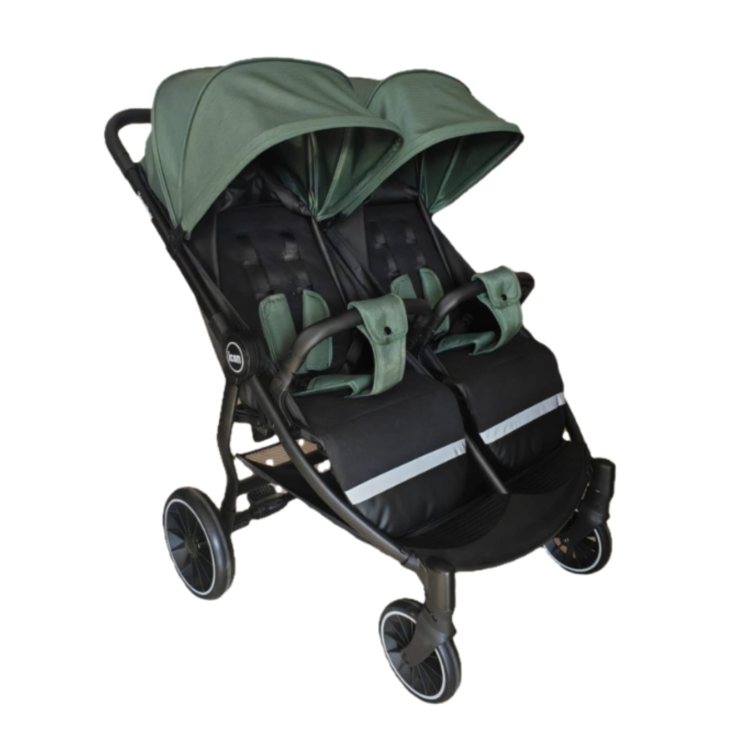 עגלת תאומים Double Together שחור־ירוק Baby Michel