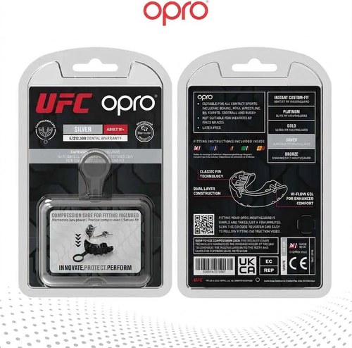 מגן שיניים OPRO UFC SILVER צבע לבן