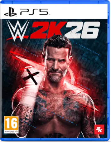 WWE 2K26 ל-PS5 – משחק היאבקות WWE לפלייסטיישן 5 עם CM Punk על עטיפת המשחק.