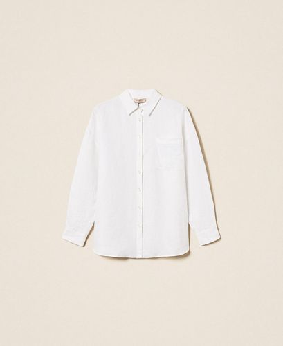 Linen shirt with embroidered logo