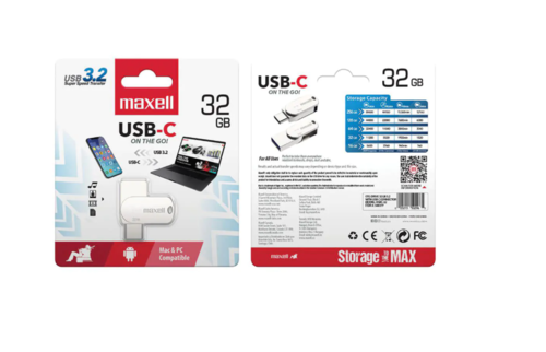 זיכרון נייד MAXELL 32GB יציאת USB A ו-Type-C