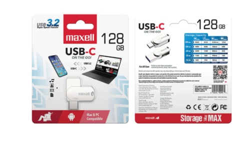 זיכרון נייד MAXELL 128GB יציאת USB A ו-Type-C