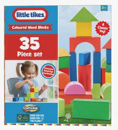 קוביות עץ צבעוניות 35 חלקים