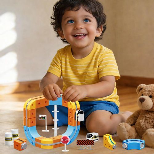 מסלול רכבת מגנטי Magnetic Rail Car – ערכת STEM להרכבה עצמית 66 חלקים