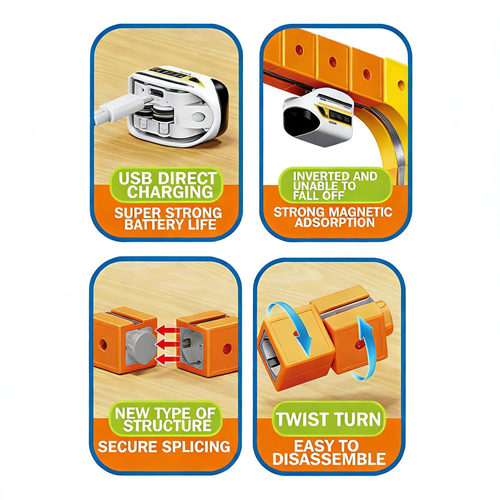 מסלול רכבת מגנטי Magnetic Rail Car – ערכת STEM להרכבה עצמית 80 חלקים