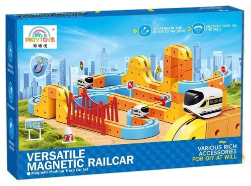 מסלול רכבת מגנטי גדול Magnetic Rail Car – ערכת STEM להרכבה עצמית 147 חלקים