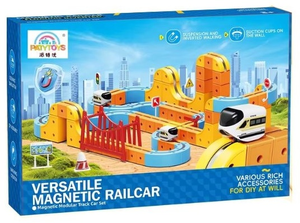 מסלול רכבת מגנטי גדול Magnetic Rail Car – ערכת STEM להרכבה עצמית 147 חלקים