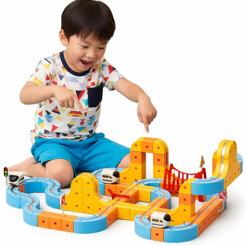 מסלול רכבת מגנטי גדול Magnetic Rail Car – ערכת STEM להרכבה עצמית 147 חלקים