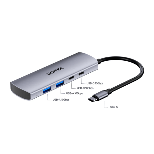 H1112D - מפצל בחיבור USB-C לX2 חיבורי USB-A וUNITEK X2 USB-C