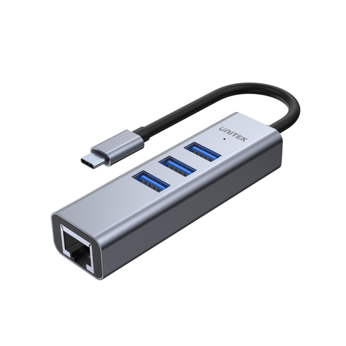 H1904A - מפצל 4 ב-1 כולל עם USB ורשת UNITEK