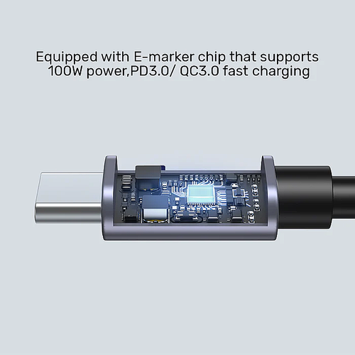  C14123BK-3M - כבל זוויתי 90 מעלות בחיבור USB-C זכר-זכר 100W באורך 3 מטר UNITEK