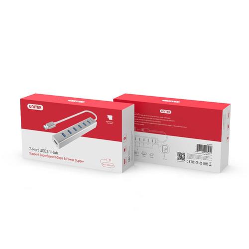  Y-3090 - מפצל ל-7 פורט USB 3.0 עשוי אלומיניום UNITEK