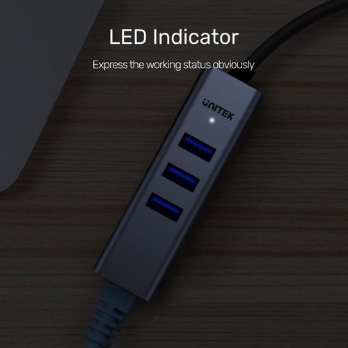  מפצל uHUB Q4+ 4-in-1 USB-A Ethernet Hub UNITEK H1906A