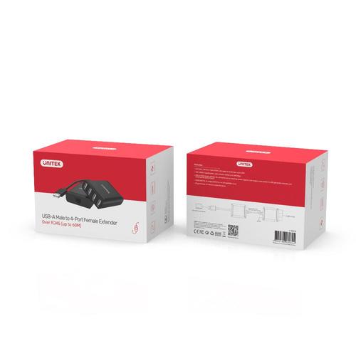  Y-2516 - מאריך אות USB על גבי כבל רשת + 4 כניסות UNITEK USB 2.0 