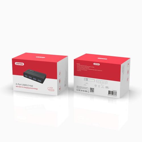 Y-HB03001 מפצל USB 3.0 4-PORT כולל אפשרות טעינה UNITEK