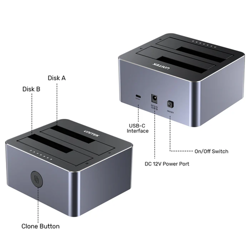  Y-3027 - תחנת עגינה Dual Bay SATA ל-2 כניסות זיכרון UNITEK