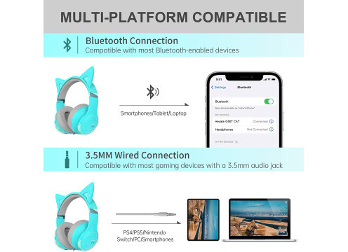 אוזניות קשת אלחוטיות לגיימינג עם מיקרופון מובנה EDIFIER G5BT NC NC צבע טורקיז